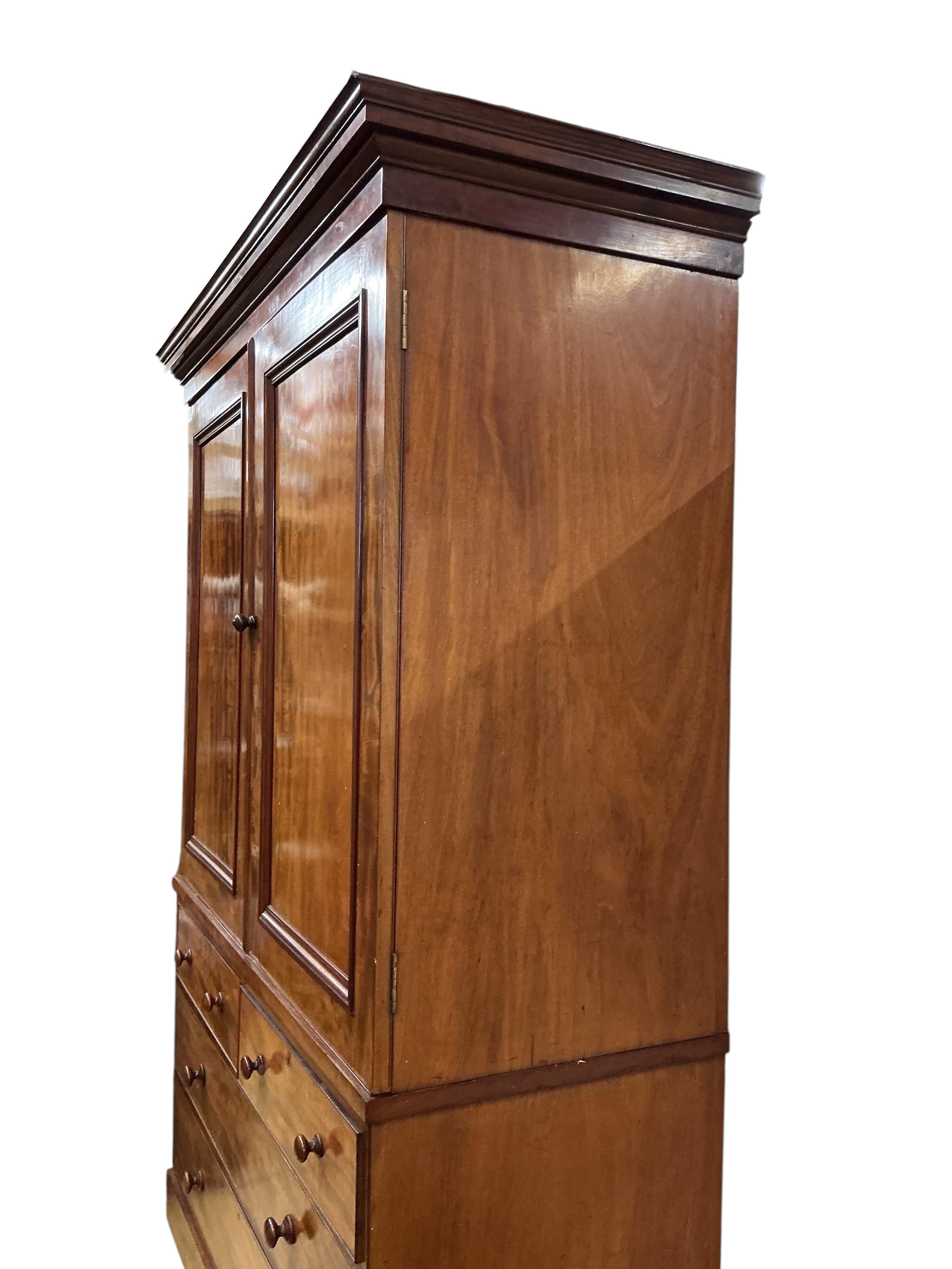A Victorian mahogany linen press, Cope and Collinson locks, width 150cm, depth 60cm, height 214cm